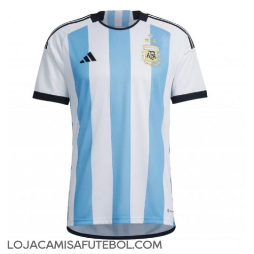 Camisa de Futebol Argentina Equipamento Principal Mundo 2022 Manga Curta